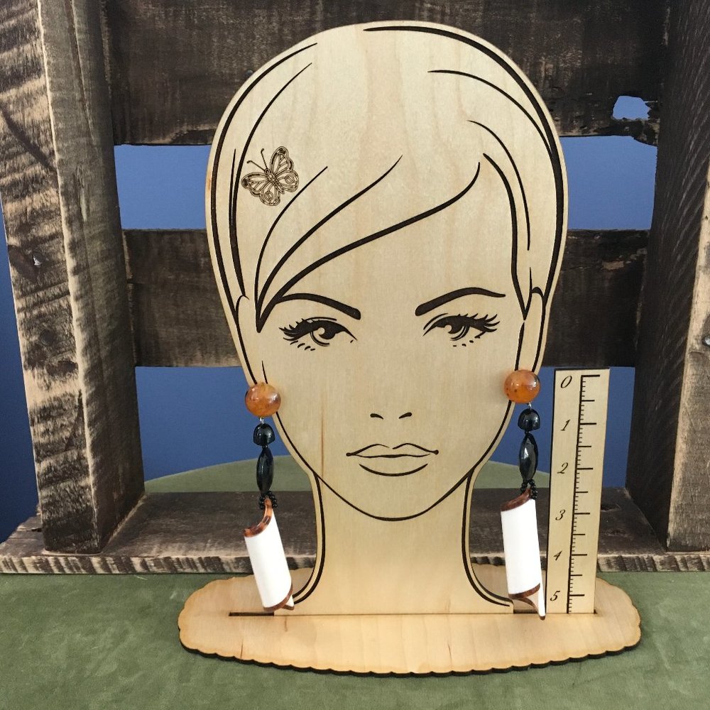 Angela Caputi Ivory Resin Dangle Clip Earrings